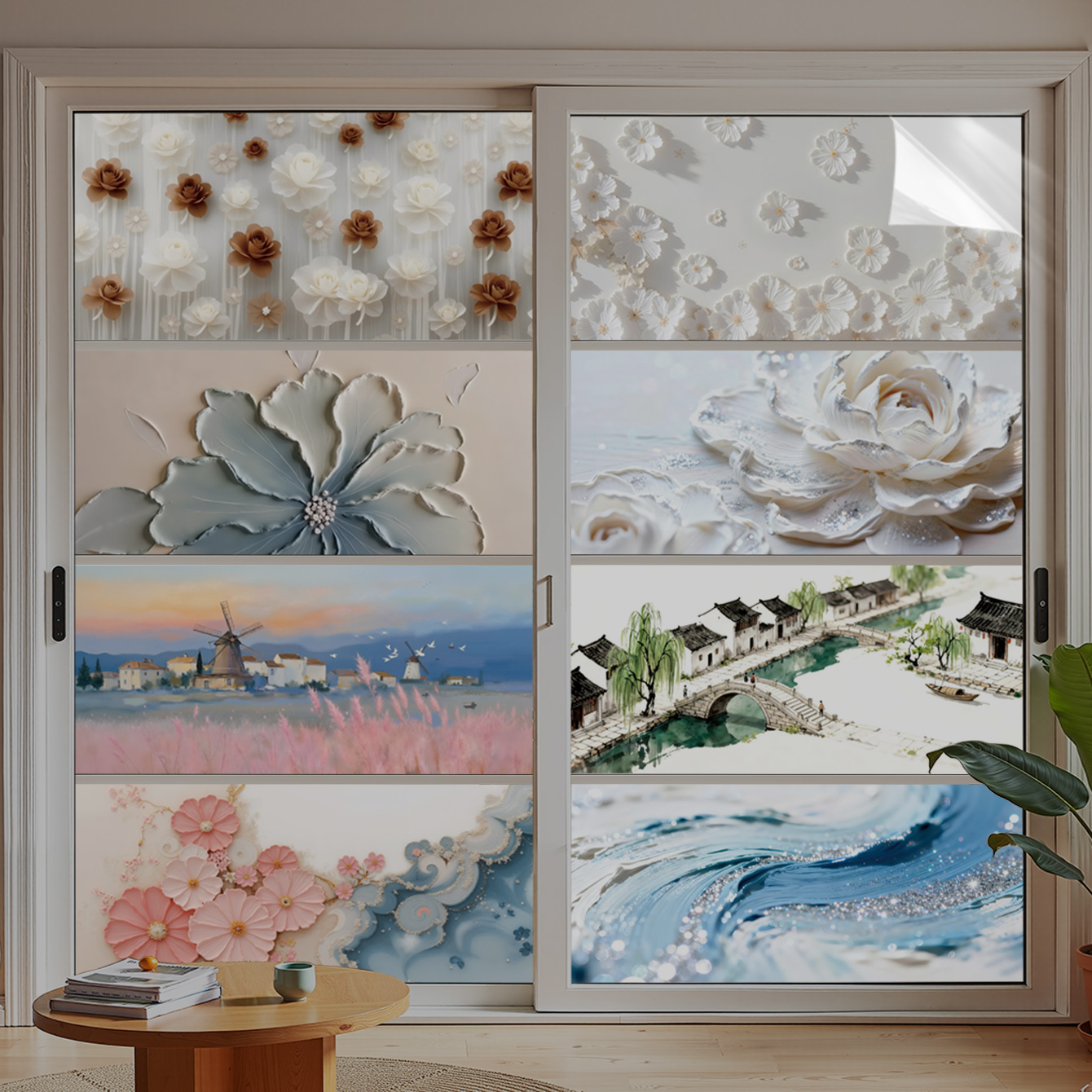 阳台横向玻璃窗户贴膜静电免胶窗贴纸洗澡间厕所防走光防窥膜可撕