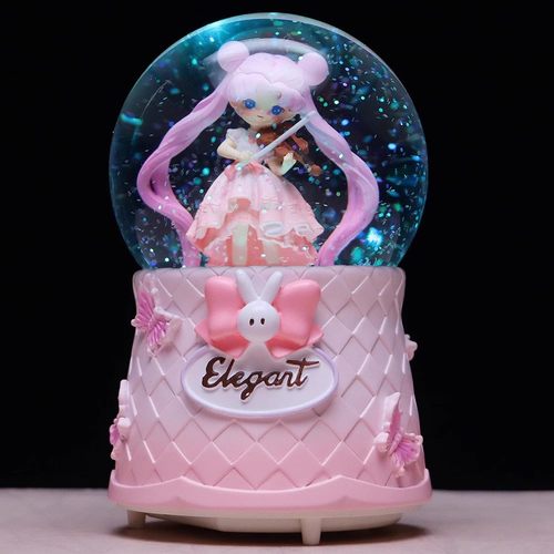 彩灯飘雪花水晶球音乐盒女孩礼物
