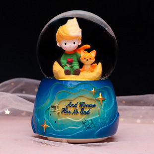 星空小王子水晶球音乐盒创意卡通发光飘雪八音盒送男生孩子小礼物