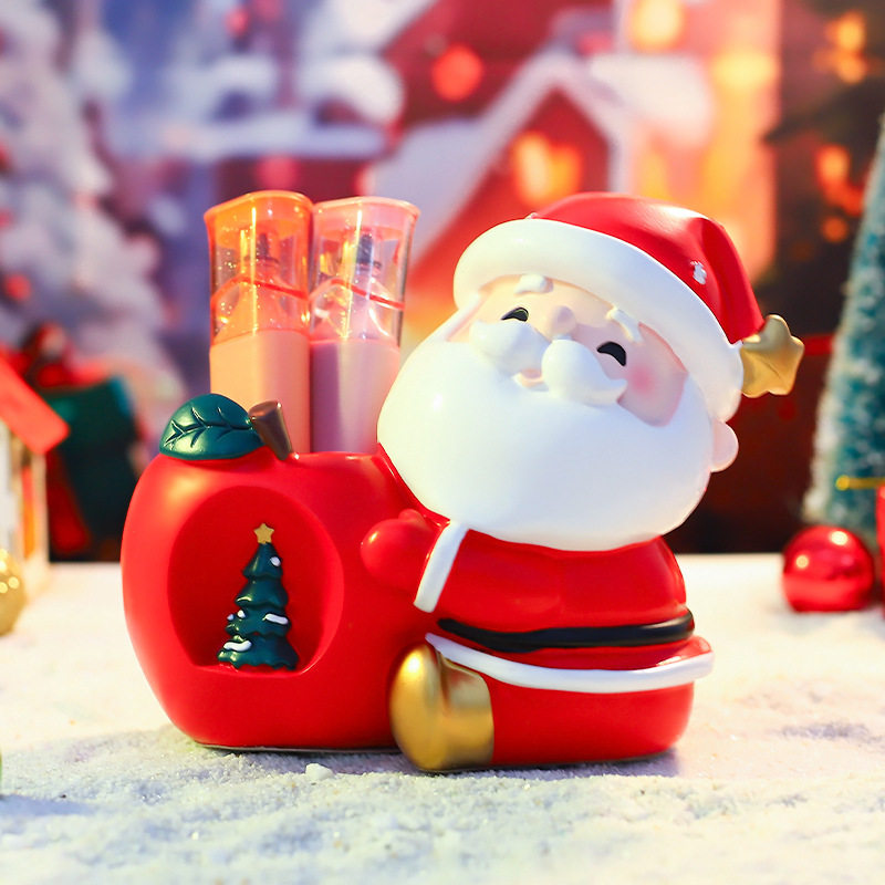 创意圣诞老人苹果笔筒桌面收纳笔插摆件学生儿童女生日平安夜礼品