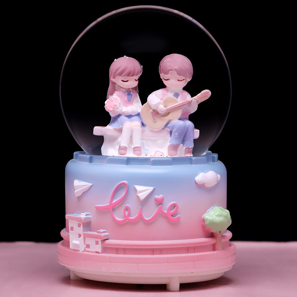 로맨틱 문 커플 크리스탈 볼 뮤직 박스 랜턴 스노우 뮤직 박스 여자 친구 발렌타인 데이 소녀 생일 선물