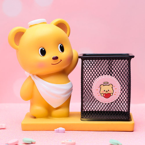 可爱黄油小熊笔筒桌面收纳盒摆件