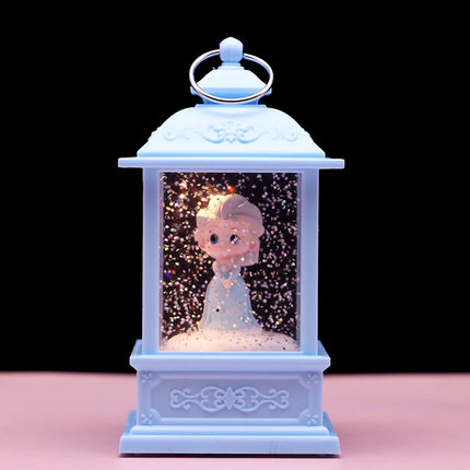 创意发光白雪艾莎童话公主水晶风灯音乐盒手提灯女孩儿童生日礼品