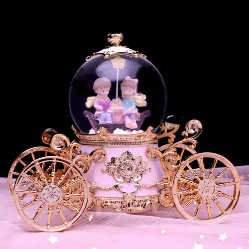 发光飘雪南瓜马车水晶球音乐盒