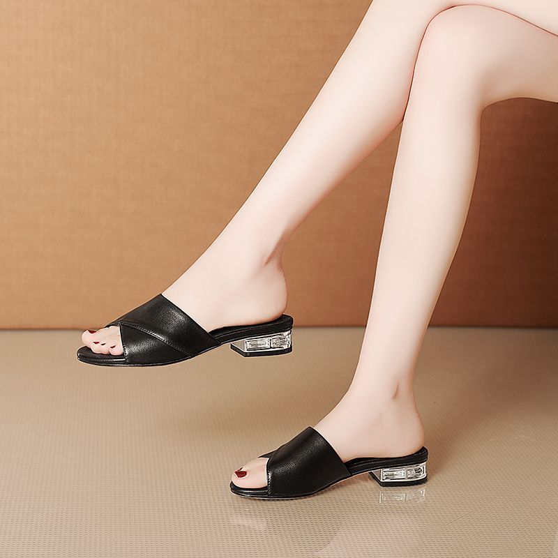 头层牛皮真皮里凉拖鞋女夏季平跟平底拖鞋大小码一字拖女外穿凉鞋