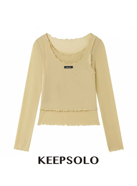 KeepSolo「纯欲减龄」双层木耳边透感薄纱上衣26SS045