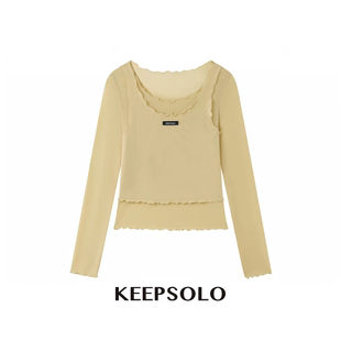 KeepSolo「纯欲减龄」双层木耳边透感薄纱上衣26SS045