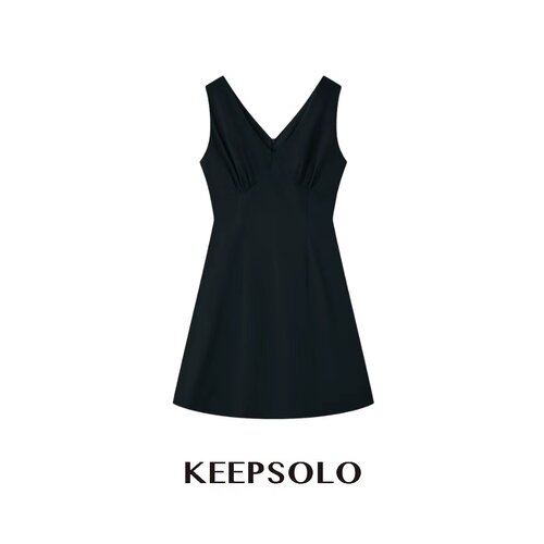 KeepSolo法式V领显瘦连衣裙