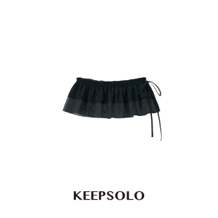 KeepSolo「层次搭配」新款潮牌女装双层荷叶边绑带围裙022