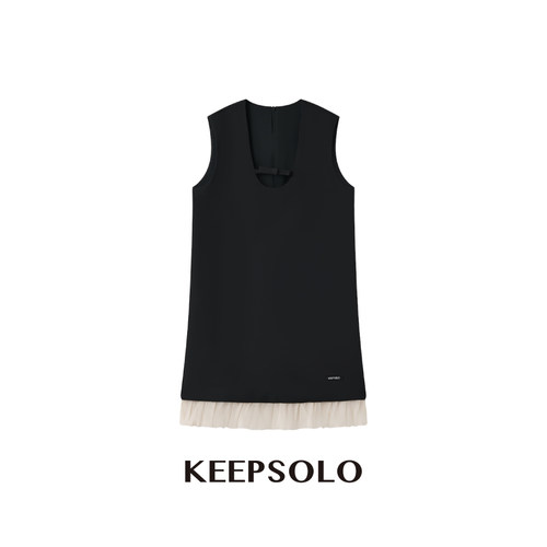 KeepSolo「休闲显瘦」柔纱织标A字连衣裙26SS084