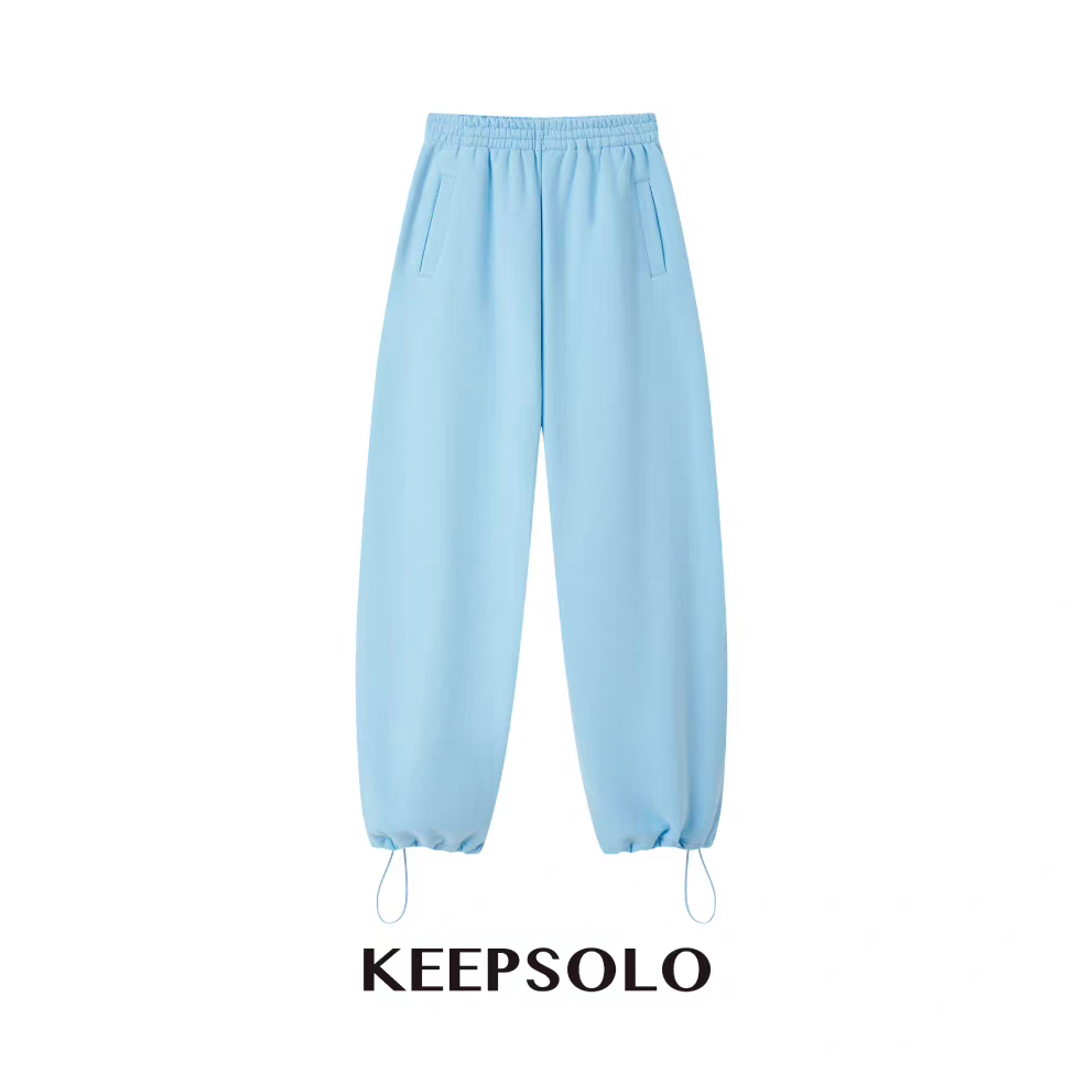 KeepSolo「温暖松弛」新款潮牌女装懒人魔法直筒加绒抽绳卫裤017