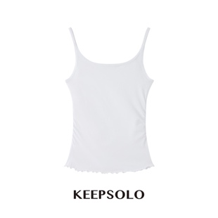 26SS020 轻盈薄纱 KeepSolo 纱质波浪吊带背心