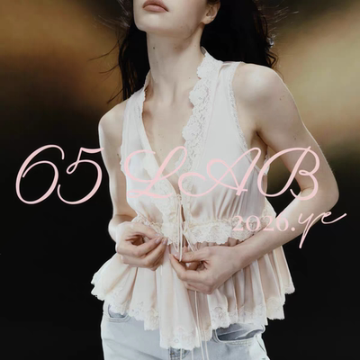 65LAB意式蕾丝缎光系带背心