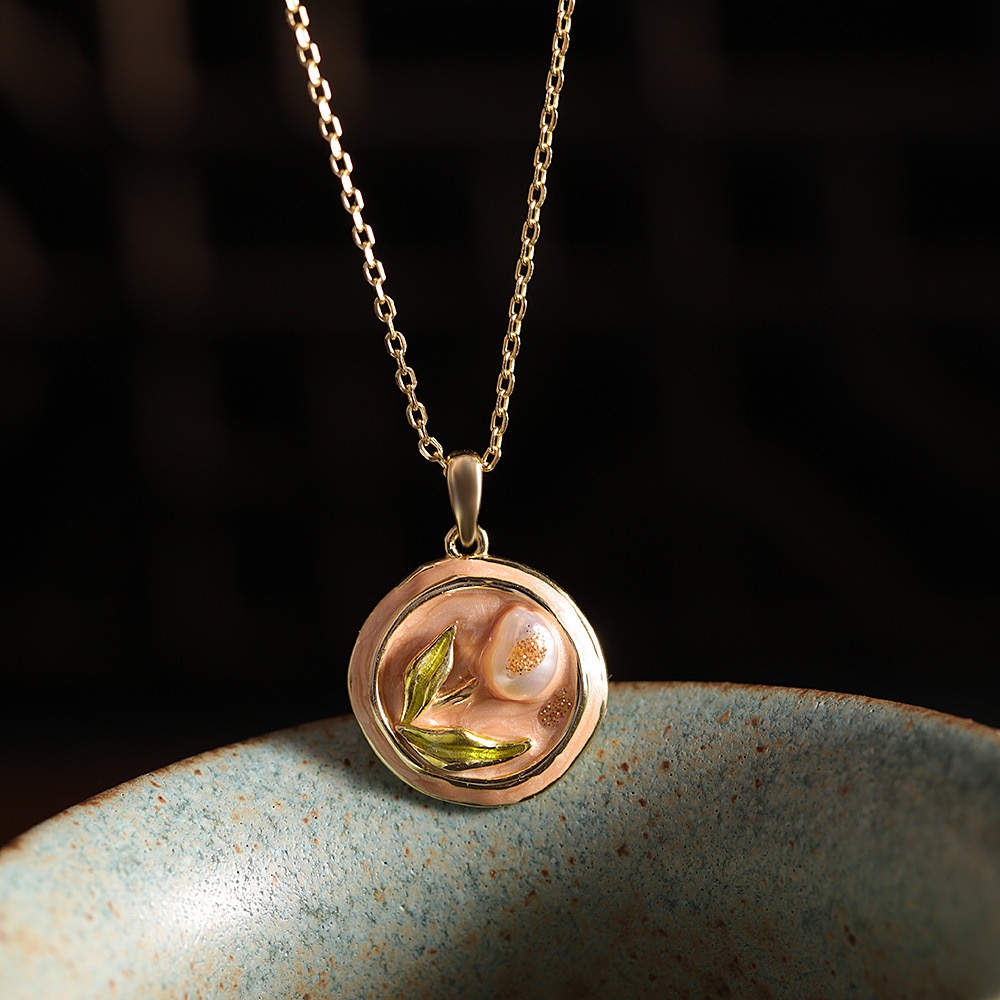 梦幻花园S925纯银珐琅项链礼物