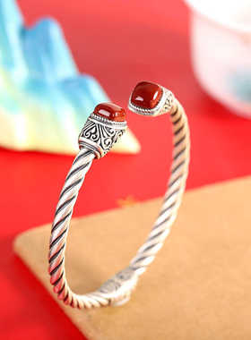 复古气质925纯银手环饰品做旧