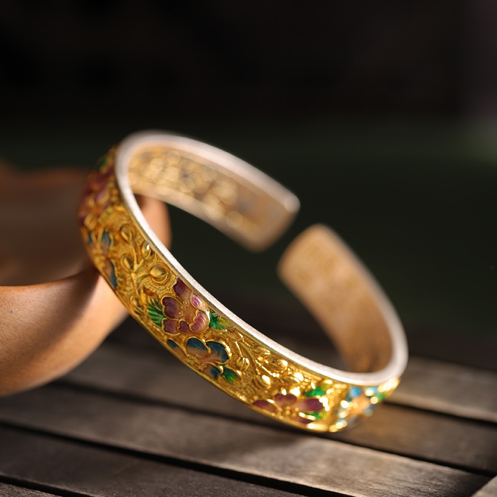 福气满满足银9999繁花手镯礼物