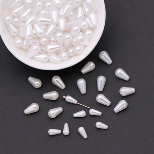 12克abs水滴直孔仿珍珠子diy古风缠花绒花发簪配件材料手工饰品