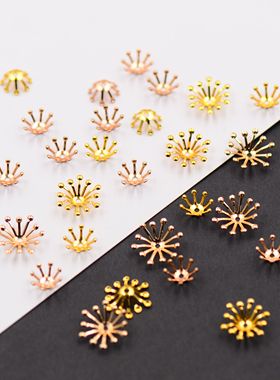 保色铜配10/14mm花蕊花托非遗缠花丝绒线古风永顺diy发簪配件材料