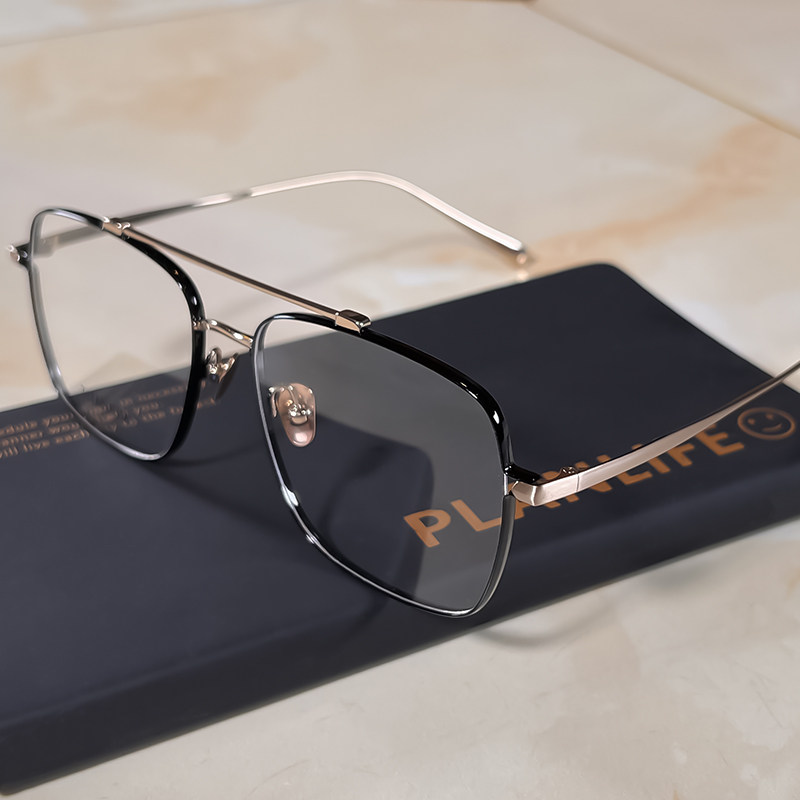 超大个性纯钛架眼镜框男超轻复古商务金丝大框镜架可配近视眼镜女