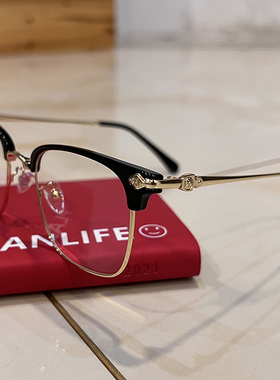 理工男痞帅眼镜框架新品透明色半框复古男女大脸型超轻近视平光镜