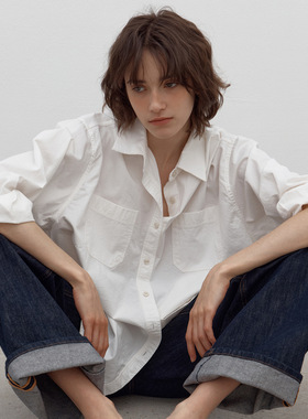 现货 lowclassic白色衬衫上衣女秋冬新款设计师款极简风宽松衬衣