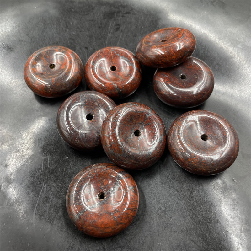 四海玉器 天然玉石桂林鸡血石鸡血玉平安扣吊坠 新疆红伊丁平安扣