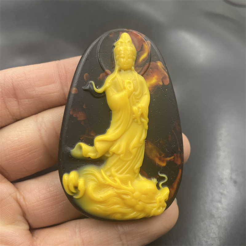 四海玉器 优化仿玉石俏色大观音吊坠 毛衣链挂件