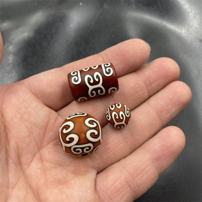 回纹天珠玛瑙筒珠圆珠散批