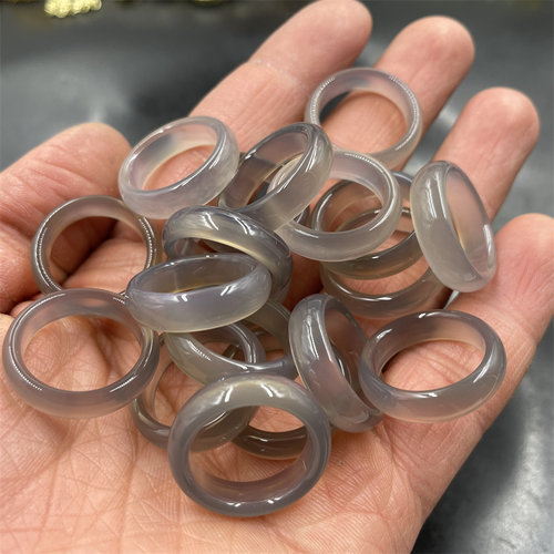 灰色玉髓玛瑙戒指戒圈
