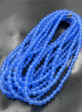 8毫米蓝色圆珠项链锁骨链