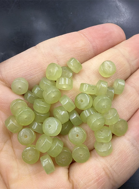四海玉器 DIY饰品配件黄口石英岩玉隔珠隔片 平安扣散珠 散批