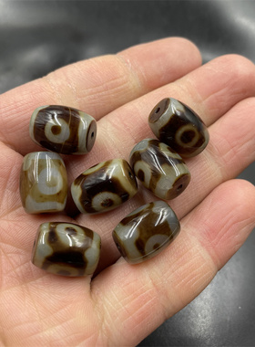 四海玉器 DIY饰品配件三眼天珠玛瑙米珠散珠 老玛瑙长珠 筒珠