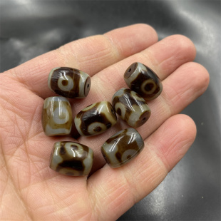 四海玉器 DIY饰品配件三眼天珠玛瑙米珠散珠 老玛瑙长珠 筒珠