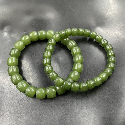 四海玉器 深色碧玉老型珠手链 算盘珠 筒珠手串