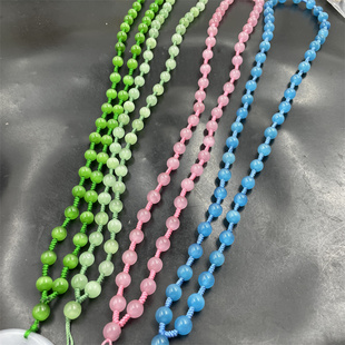 8m祖母绿猫眼石圆珠项链绳 湖水绿玉链子 粉色毛衣链绳 蓝色珠链