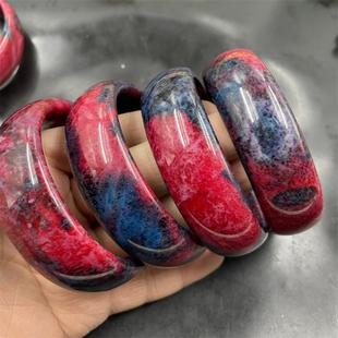 四海玉器 加宽版鸡血玉手镯 女款中大号玉镯子 手镯 特价