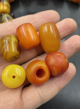 优化二代琥珀蜜蜡筒珠散珠 仿琥珀蜜蜡算盘珠 老型珠散批
