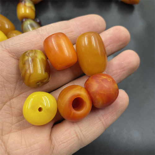 优化二代琥珀蜜蜡筒珠散珠 仿琥珀蜜蜡算盘珠 老型珠散批