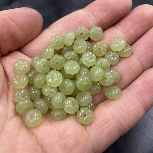 四海玉器 DIY饰品配件8毫米老黄玉南瓜算盘珠散珠 隔珠隔片散批