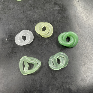 四海玉器 冰种仿玉石环环相扣散珠配件 心心相印配饰 塑料珠