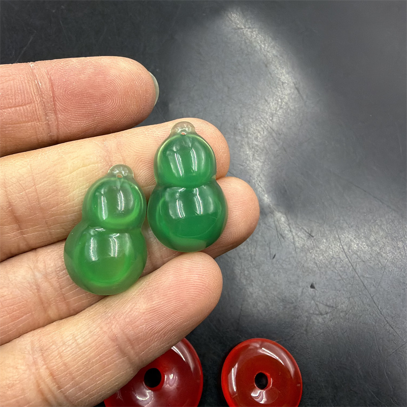四海玉器 冰种绿玉髓玛瑙葫芦吊坠 挂件 玉坠