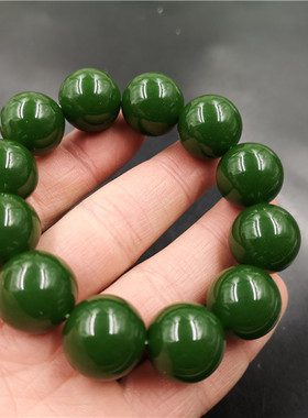 四海玉器外蒙料18毫米碧绿色手链