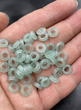 DIY饰品配件浅豆绿色玉石圆圈圆环 平安环 大孔隔珠隔片佩饰散批
