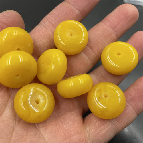 DIY饰品配件鸡油黄琥珀蜜蜡算盘珠 黄蜜蜡平安扣隔珠配珠散批