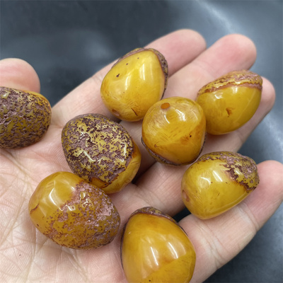 四海玉器 DIY饰品配件优化老蜜蜡原石散珠 琥珀蜜蜡随形珠散批