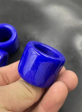 四海玉器 新款蓝色玉扳指 深蓝色仿青金石男款玉指环 特价