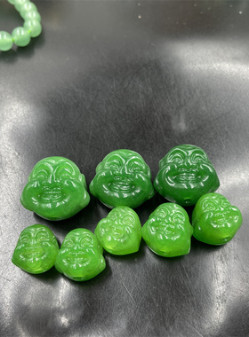 马来玉通孔佛头散珠绿色