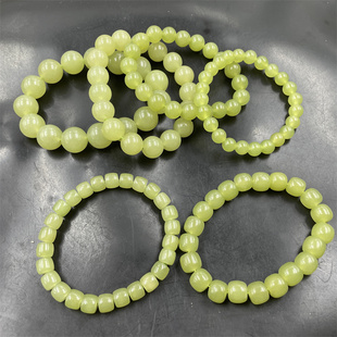 四海玉器 新款老黄玉圆珠手链 黄口料老型珠手串 算盘珠 筒珠手链