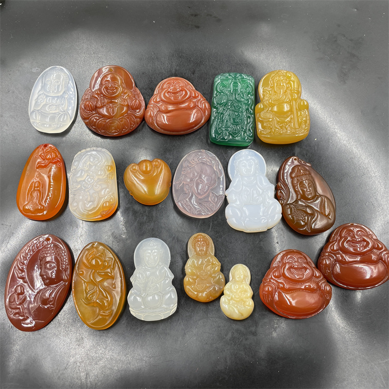 四海玉器 天然正品玉髓玛瑙观音吊坠 关公挂件 貔貅 玉坠 杂件