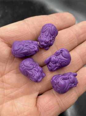 紫色紫云母立体通孔小貔貅